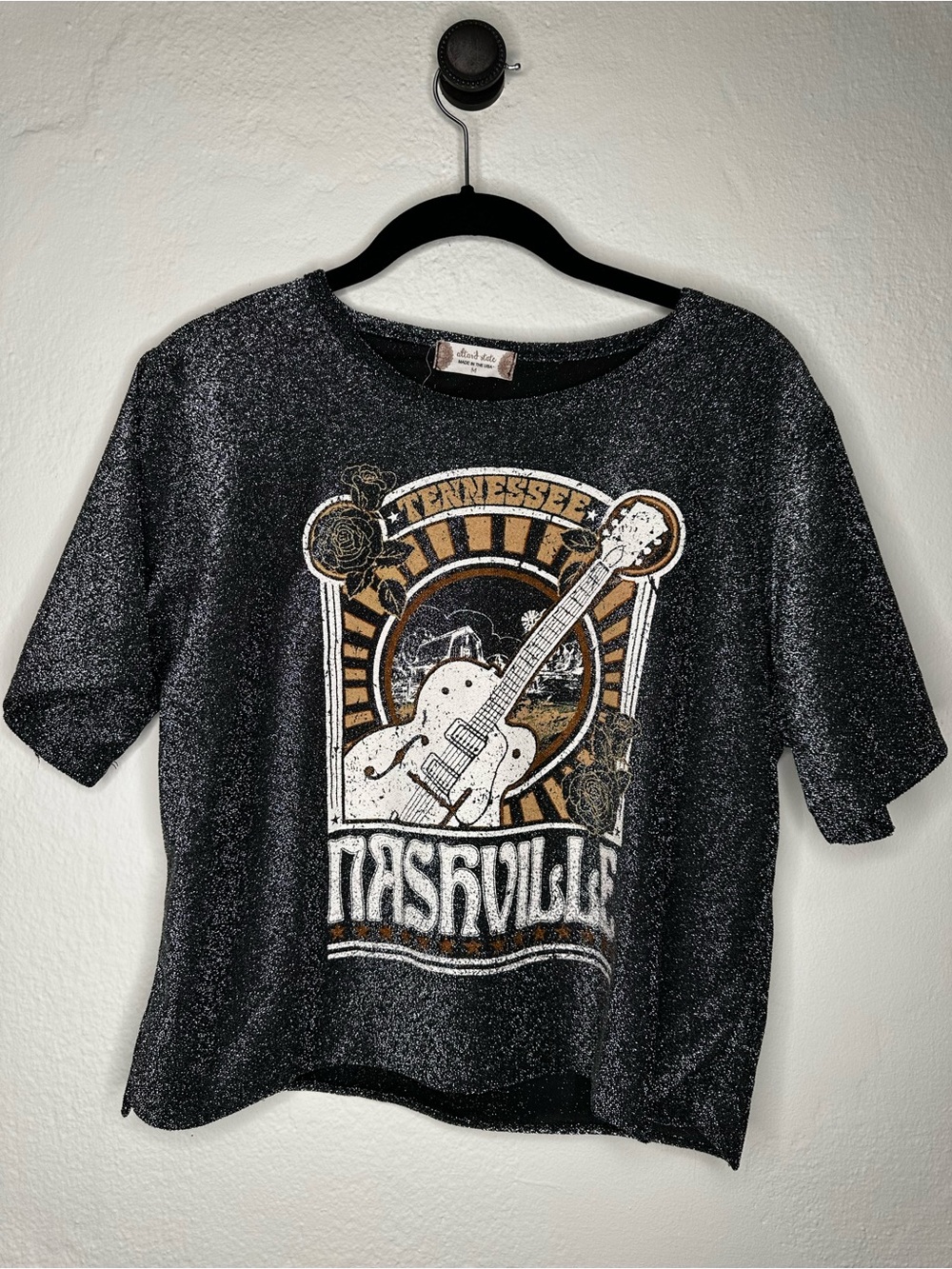 Altar'd State Black Nashville Graphic Sparkle Tee